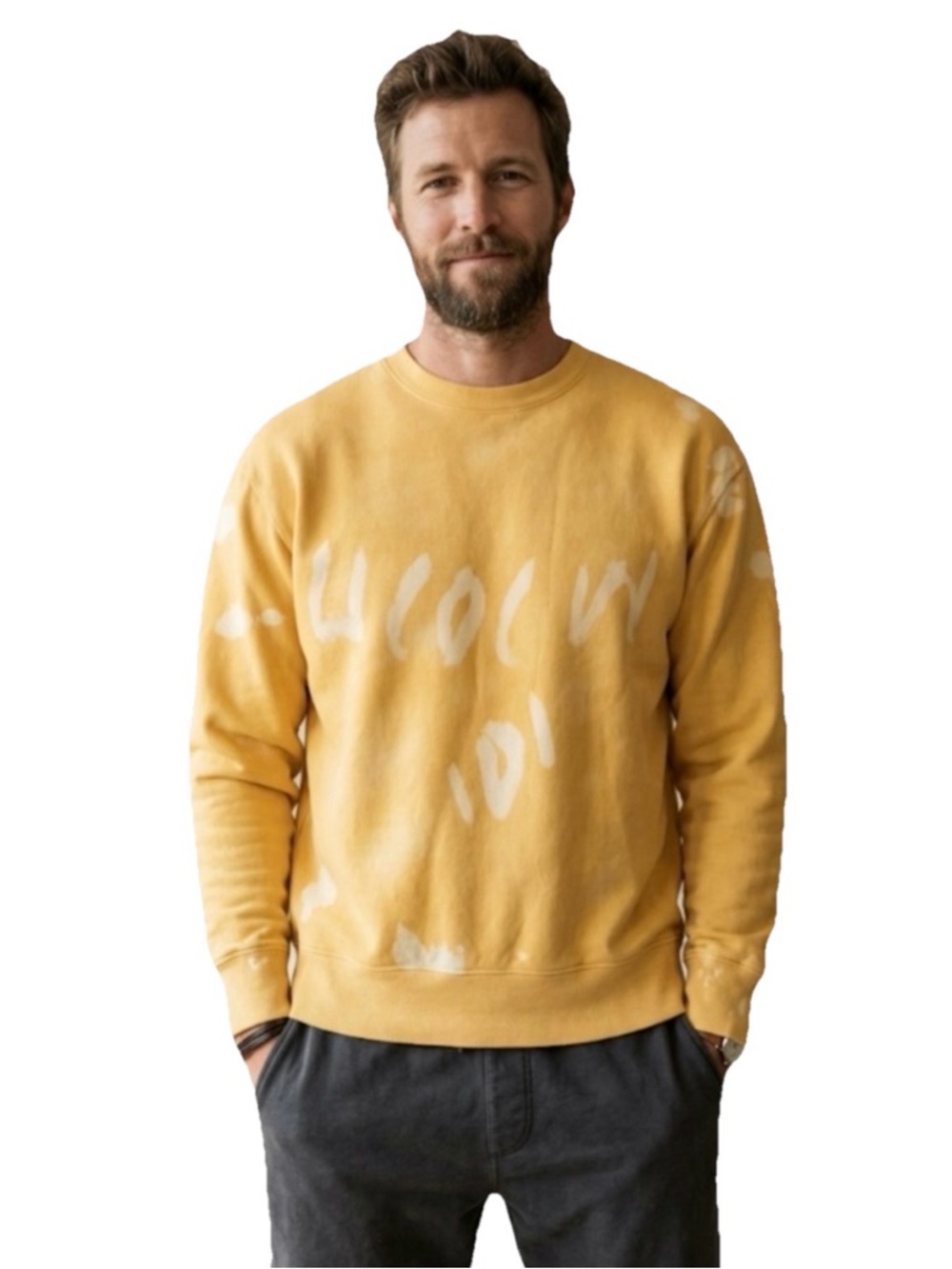 Sporty & Rich Men’s & Women’s Yellow Tie Dye Cotton Crew Sweatshirt Size Small